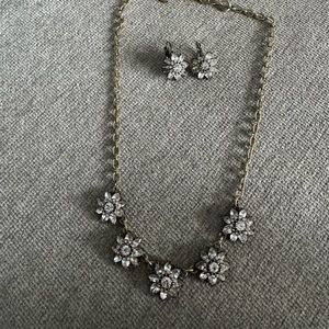Diamond flower necklace and earring set